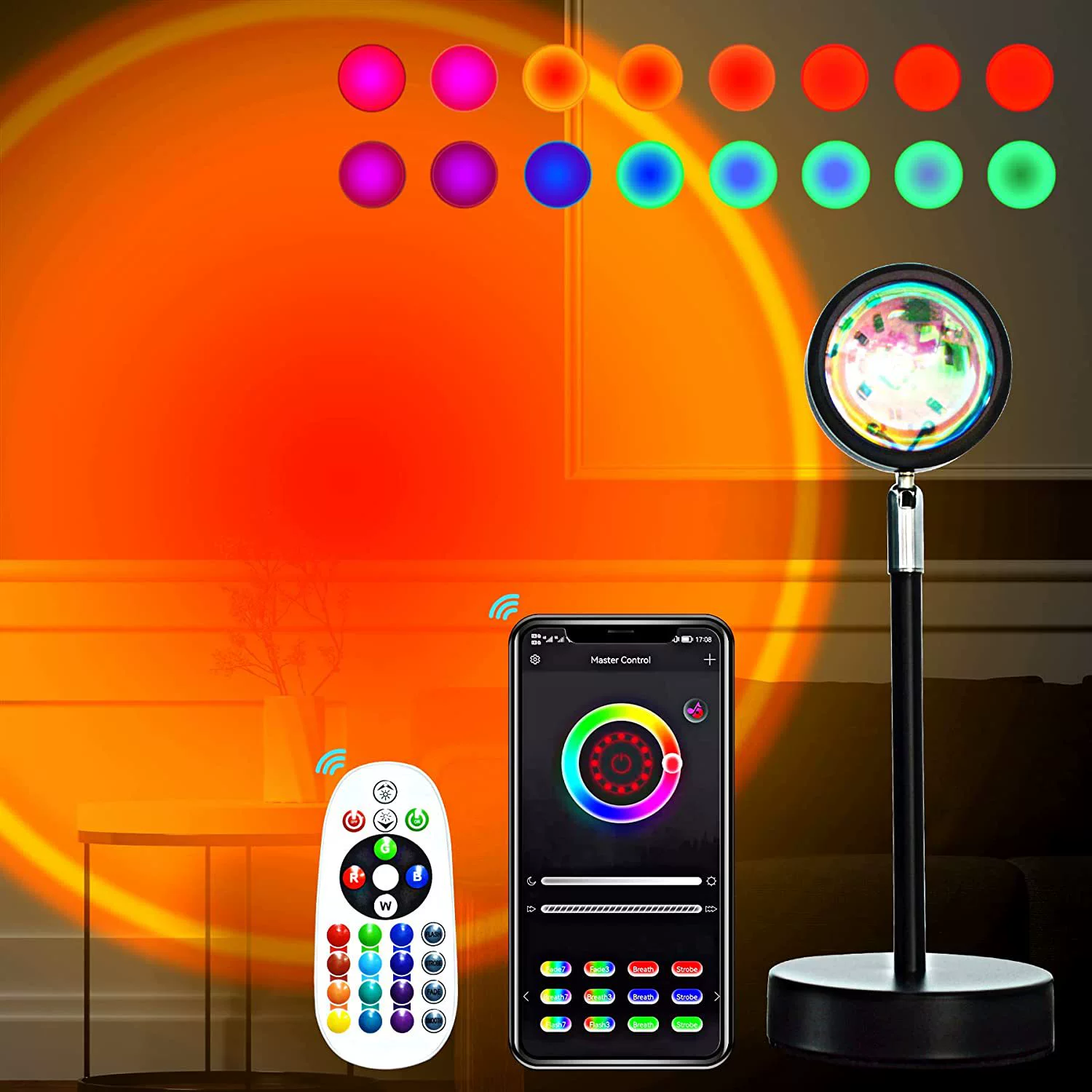 Светильник RGB Sunset Lamp Cross - Border для онлайн-сегмента, интернет-лампа, мерцание закатного света, живые дни, без настройки атмосферы