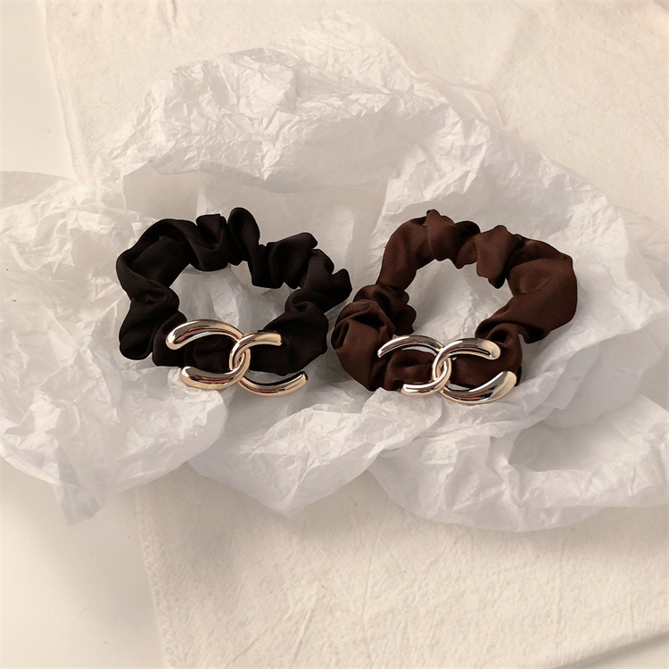 Temperamento coreano red retro oro doble c anillo de intestino corda de cabello simple anillo de cabello de metal cabello de cola de caballo mujer