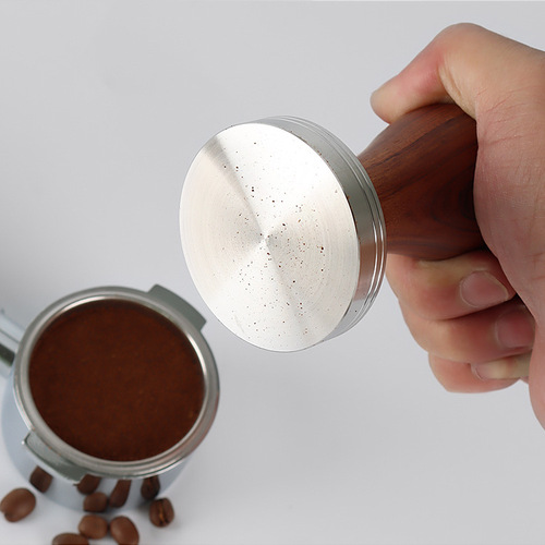 304 stainless steel coffee press 51/53/58mm powder hammer solid wood handle household coffee machine press
