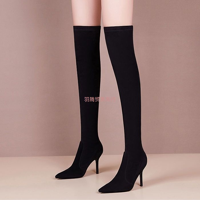 过膝长靴女2025秋冬新款百搭高跟显瘦弹力靴高筒细跟尖头长筒靴子
