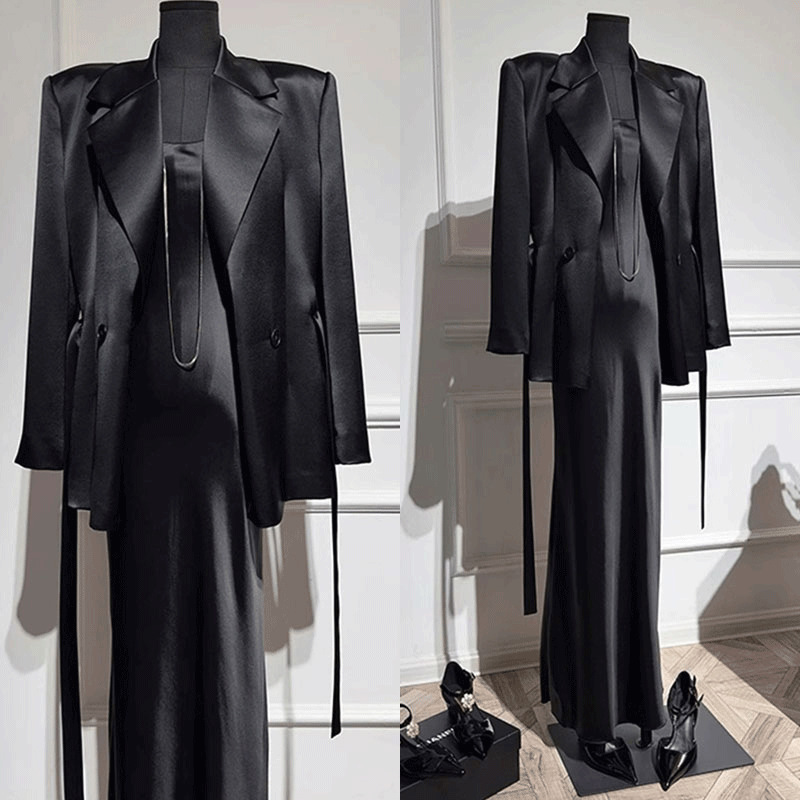 2026 High-End Black Faux Acetate Dress Suit for Formal Occasions 2026 High-End Black Faux Acetate Dress Suit for Formal Occasions