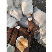 长款可触屏玩手机韩国东大门新款针织分指手套女冬季保暖骑车防寒