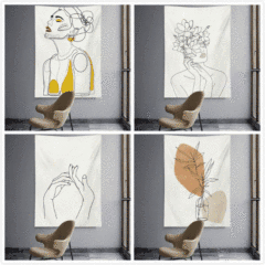 新しいラインカジュアル絵画タペストリー写真装飾背景布壁タペストリー寝室のベッドサイドの装飾背景吊り布