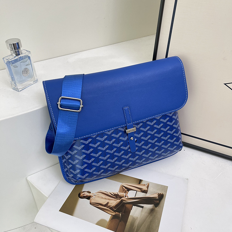 Goyard Coursier Messenger Bag Blue Goyardine Canvas