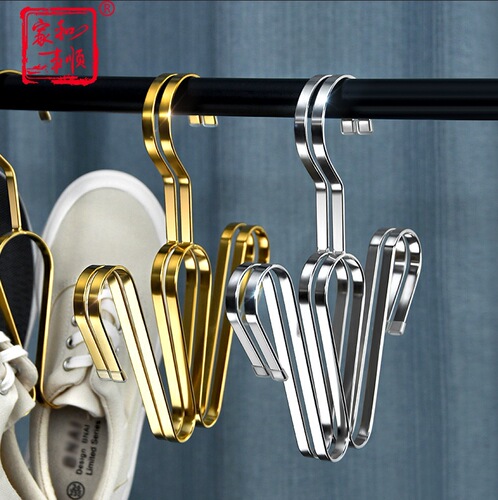 Stainless Steel Flat Strip Shoe Drying Hanger for Clothing Stores, Storage Hook, Clothes Rack, Outdoor Balcony Windproof Hanger, Slippers Drying Rack
