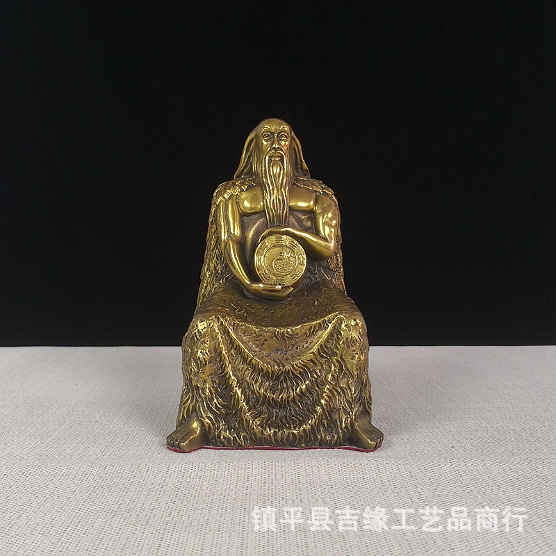 铜伏羲人像摆件太极八卦镜工艺品家居门店摆设品铜八卦师一件代发