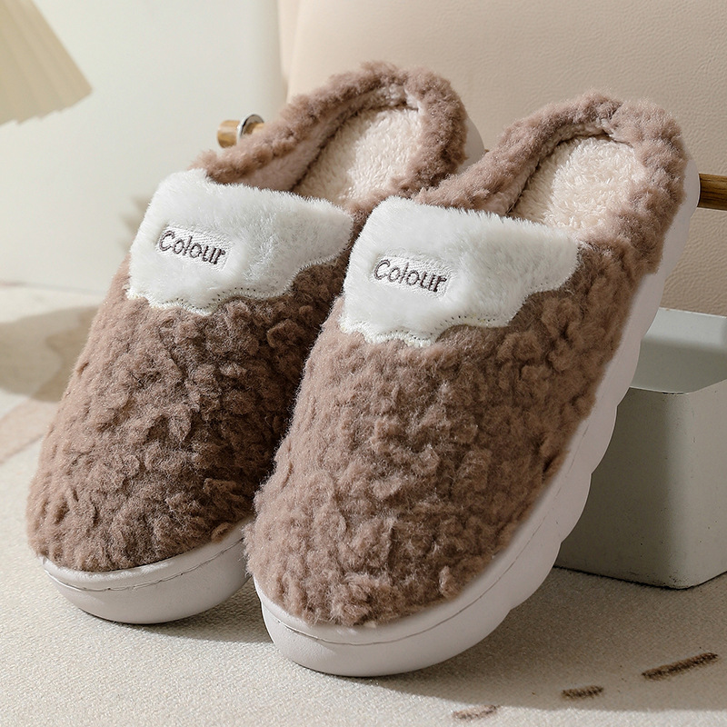 thumbnail image 1 of Nuevas zapatillas de algodón de invierno para mujer, zapatillas de algodón de felpa y terciopelo para el hogar, zapatillas de algodón cálidas para interiores con suela gruesa para parejas, zapatillas, 1 of 5