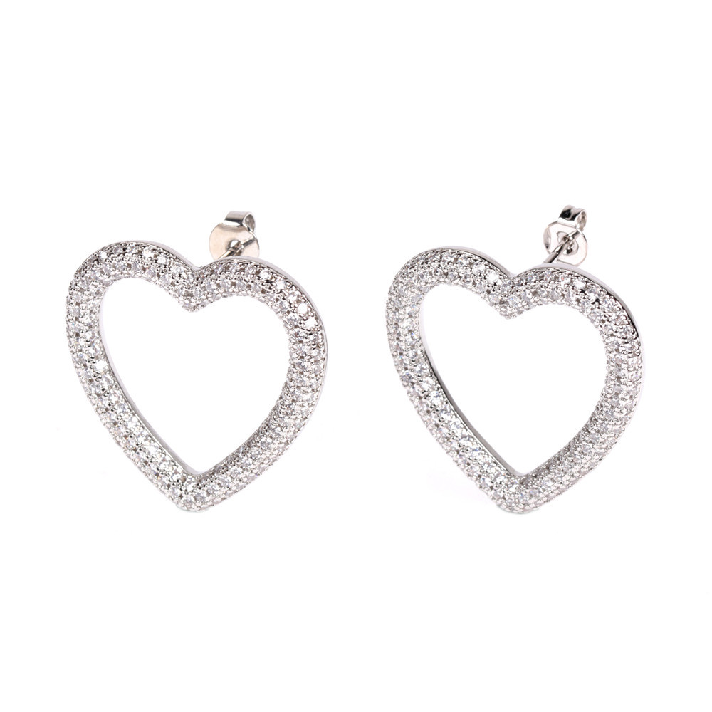 Nihaojewelry Fashion Diamond Heart Shape Geometric Hollow Earrings Wholesale Jewelry display picture 7