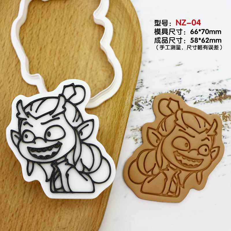 Molde de galletas de dibujos animados Nezha Shiji Niangniang Ao Bingshen Gongbao Herramienta para hornear galletas de arcilla