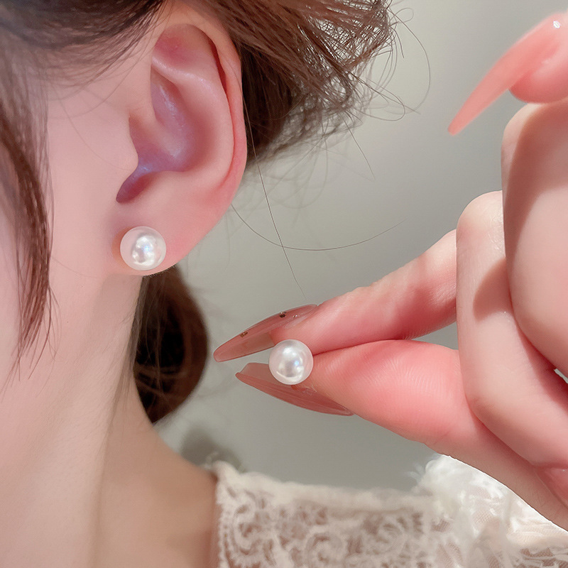 1 Pair Fashion Round Imitation Pearl Plating Women's Ear Studs display picture 4