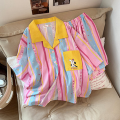アマゾン貿易2025新作東南アジア女性用パジャマ、夏用半袖薄手ホーム服、屋外で着用可能