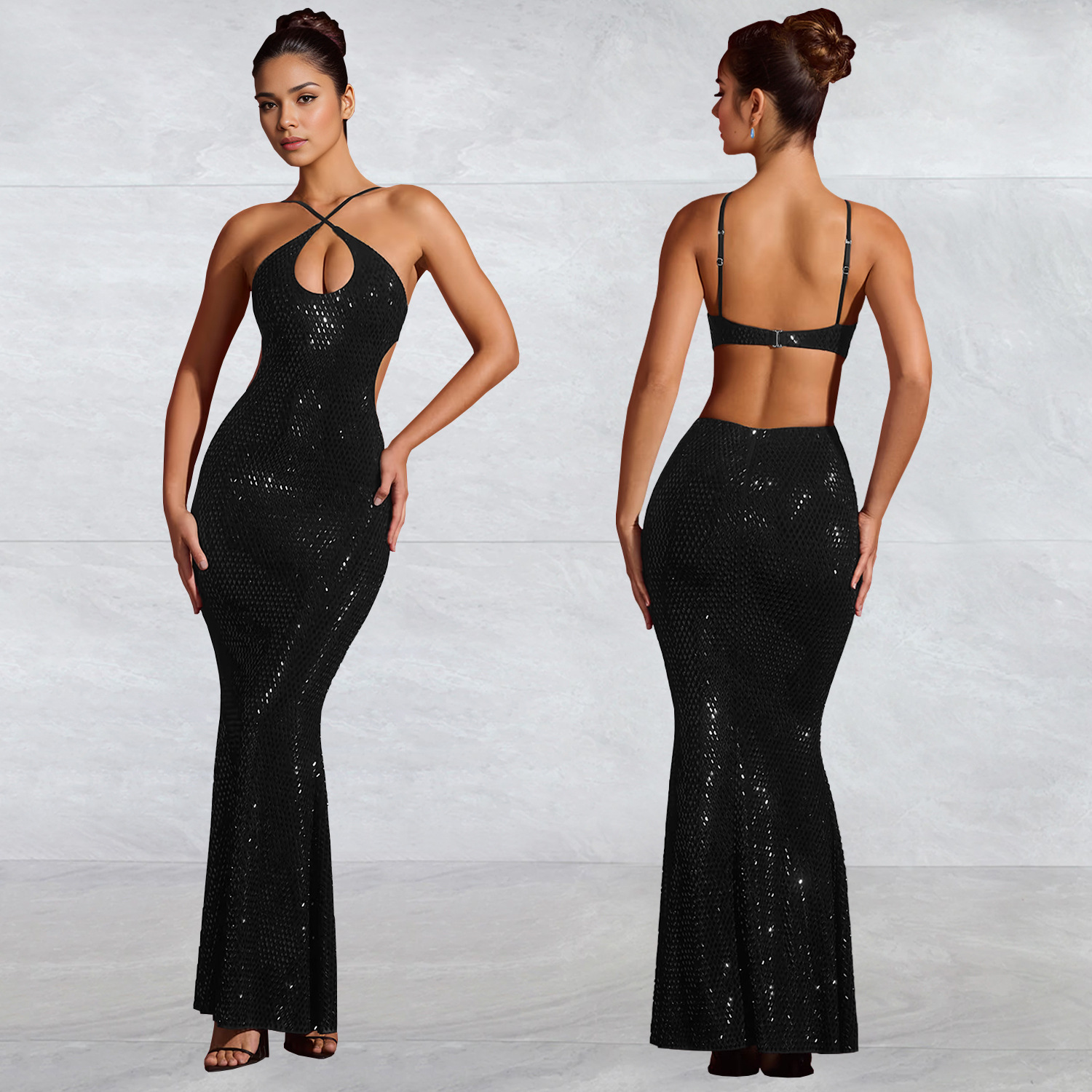 C7208 Aliexpress transfronterizo Amazon Europa y América de moda de mujer perforación en caliente cinturón de cintura sexy vestido delgado image 4