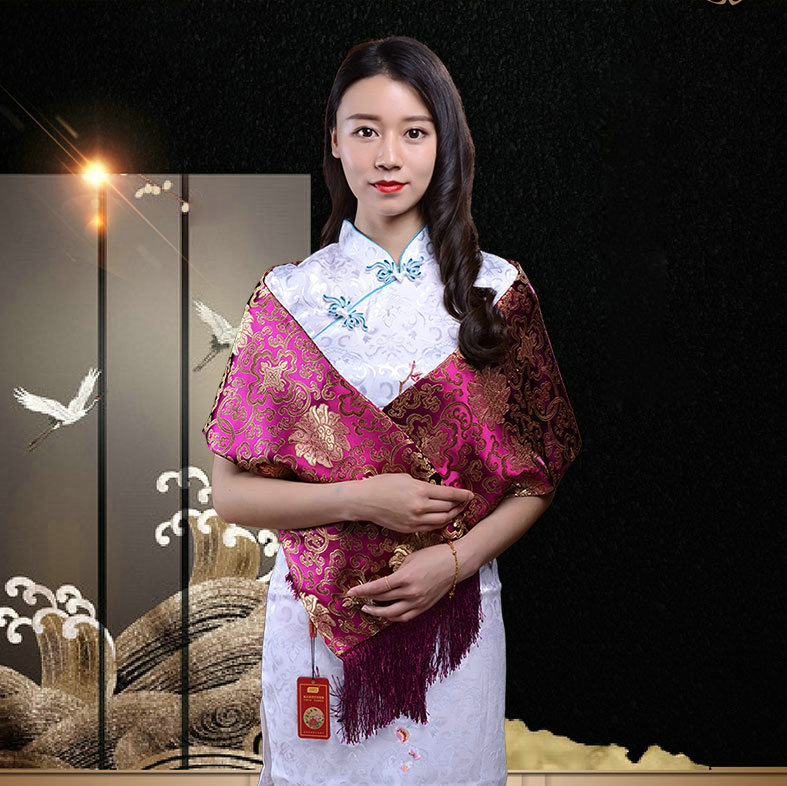 Nanjing Cloud-pattern brocade scarf China characteristic gift Nanjing specialty go abroad Cloud-pattern brocade gift lady scarf Cape Silk scarf