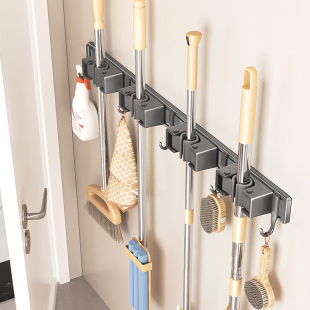 Wall Hanging Mop Clip Rack Punch-free Hook Balcony Bathroom Toilet Buckle Fixing Broom Storage Artifact Hanger