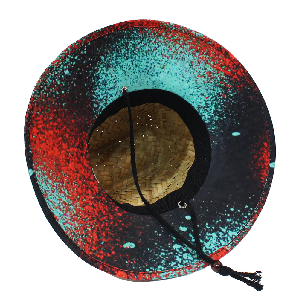 Sombrero de paja para hombre estilo playa, diseño salvavidas, moda verano 2024