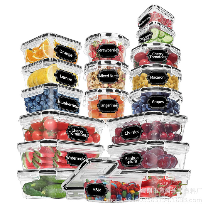 Cross-border Lunch Box with Lid Food Storage Fresh-keeping Box Plastic Transparent Refrigerator Storage Box Food Freezer Box
