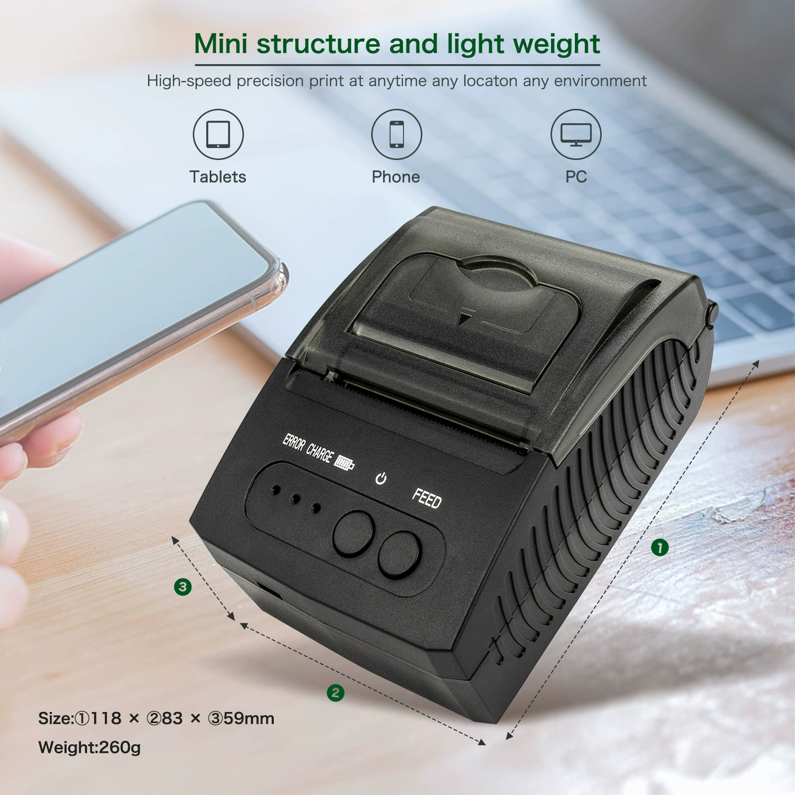 Handheld printer, 58mm, bluetooth