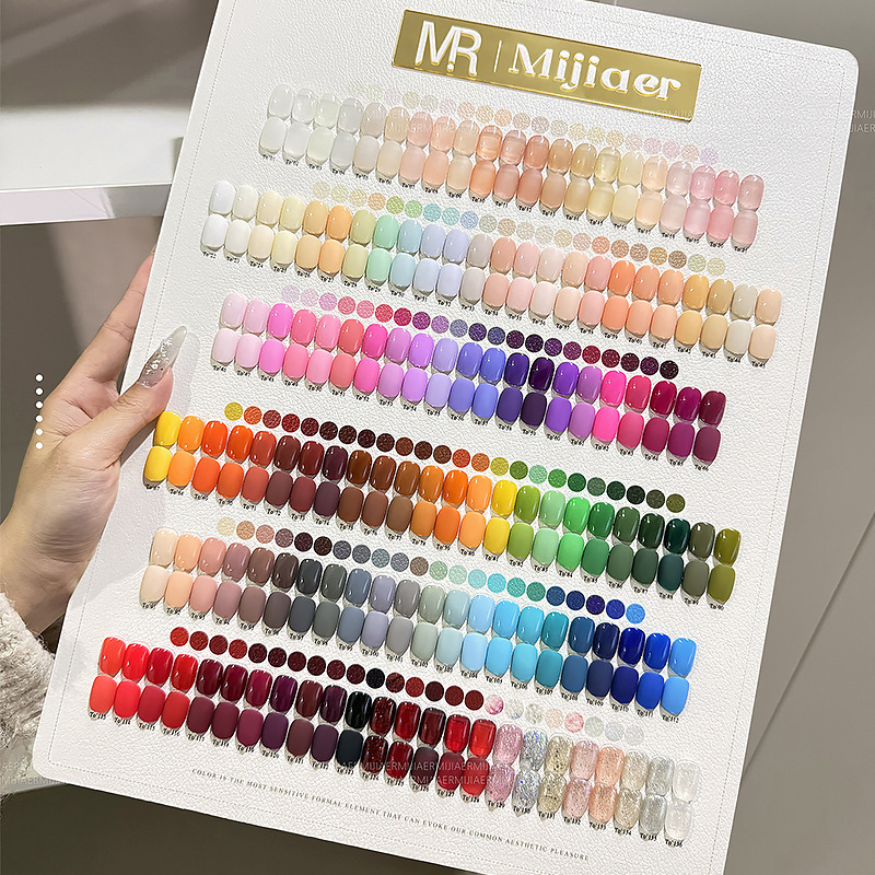 Mi Jia Er's New 136-Color Slow-Time Nail Polish Gel Nail Salon Popular Rainbow Color Long-Lasting Customer Expansion Set for All Seasons