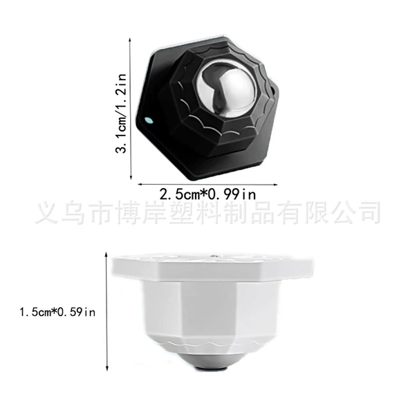 Hexagonal single bead universal wheel black (steel ball model) small