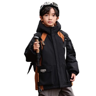 Cross-border Children's Boys' Autumn and Winter Clothes Outdoor 2024 New Style Middle and Large Children's Coat Waterproof Tooling Pike Clothes