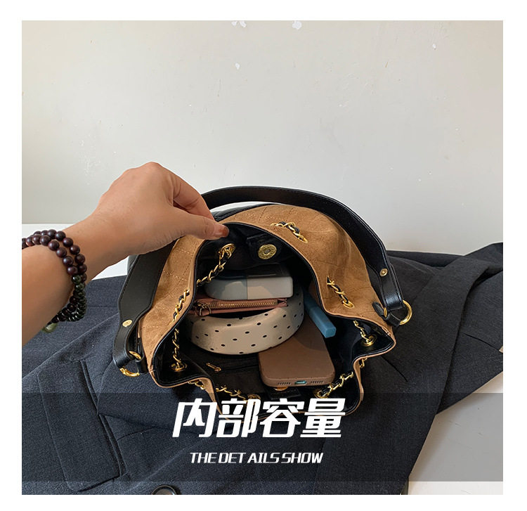 Túi xách tay nữ dáng xô cổ điển đeo vai đi làm dung tích lớn — màu cà phê, màu kaki, màu nâu, đen chi tiết 4