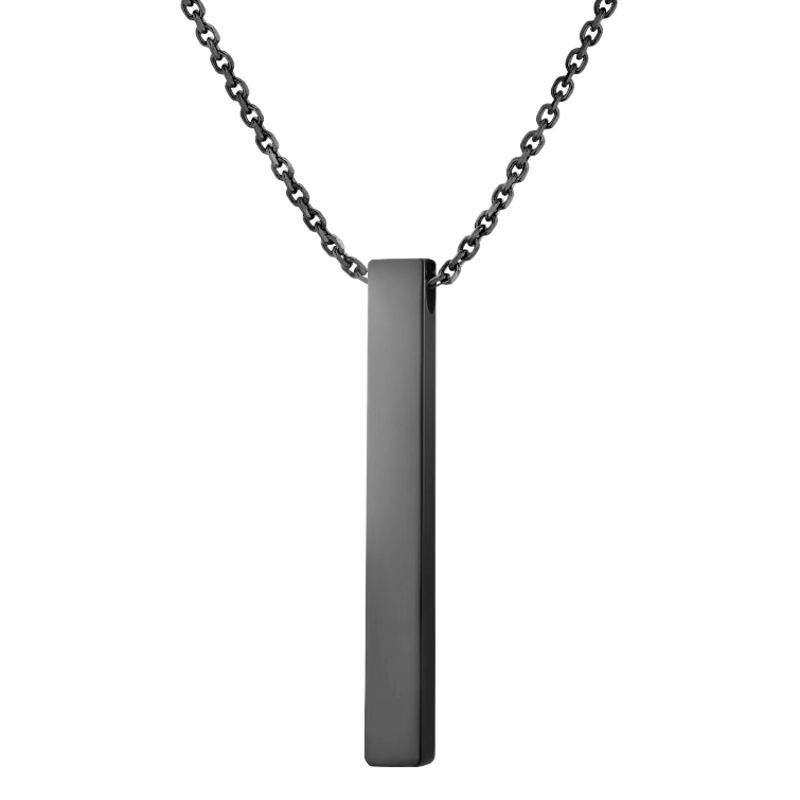 Stainless Steel Wishing Cube Column Cross-Border Laser Material Advertising Gift Gift Engraving Three-Dimensional Long Necklace Pendant