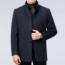 高端双面羊绒大衣中年爸爸装羊毛呢水貂毛领可拆内胆风衣男装外套