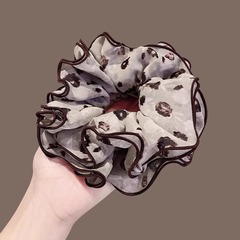フレンチレトロスタイルのヘアアクセサリー、フラワーガーゼプリーツヘアゴム、女性用4層インテースループ、韓国風ハイポニーテールヘアロープ