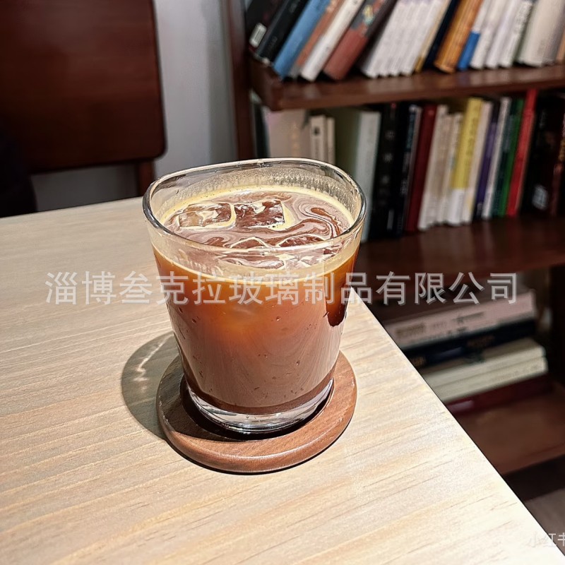 Trendy Wavy Glass Cup for Restaurants, Dirty Americano Coffee Cup, Commercial Beer and Beverage Cup, Heat-Resistant Water Cup