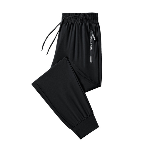 Men's Summer New Quick-Dry Long Pants Thin Loose Air Conditioning Pants Elastic Hem Large Size Casual Sports Pants