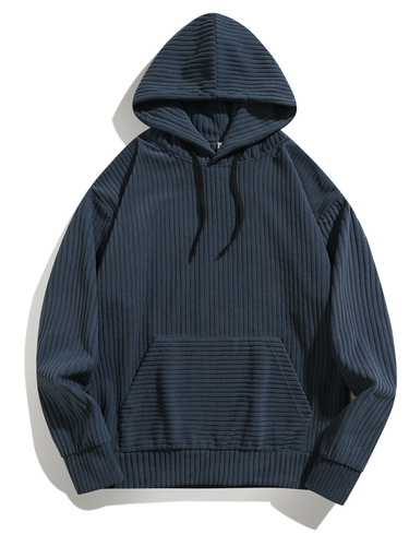 2024 Cross-Border Amazon Autumn New Men's Retro Striped Loose Casual Hooded Sweatshirt Sports Top