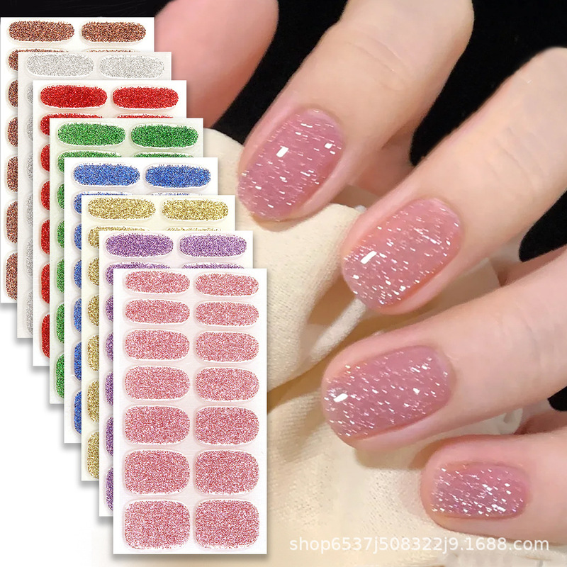 High-end 14 finger light-free sequins cute Y2K flash gel nail stickers cross-border nail stickers durable waterproof High-end 14 finger light-free sequins cute Y2K flash gel nail stickers cross-border nail stickers durable waterproof