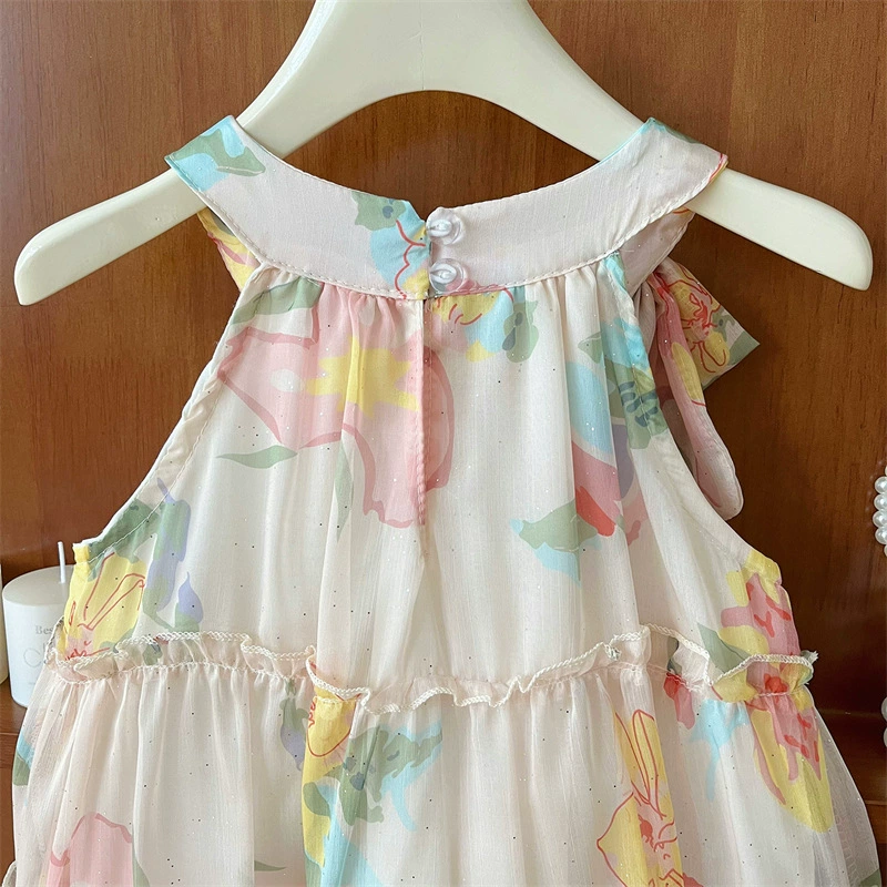 Summer skirt, children's shiffon beach dress girl's, slip dress, flowered