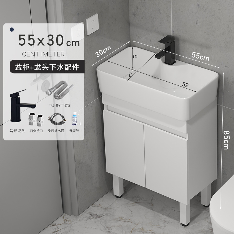 gabinete de baño de madera sólida tipo pequeño gabinete de lavabo tipo suelo combinado en lavabo cerámico pequeño tamaño lavabo