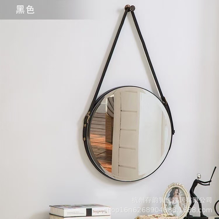 Espejo de pared de alta definición baño dormitorio cinturón ajustable hotel residencial espejo de baño redondo colgable