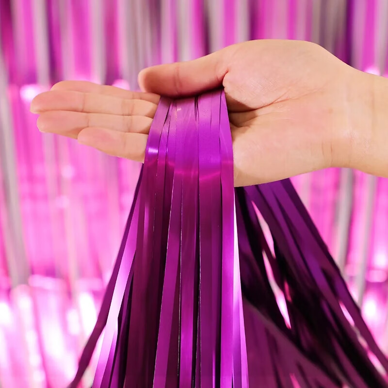 Decoración de bordillo cortina de seda de lluvia fiesta de cumpleaños boda fondo pared decoración de diseño brillante cuadrado cortina de seda de lluvia bordillo