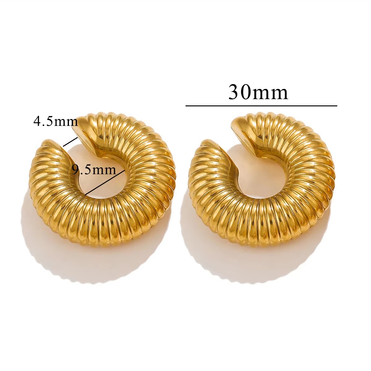 All Seasons Season Unisex Gender Polished Finish 1 Pair Elegant Lady  Geometric Plating 304 Stainless Steel Ear Cuffs