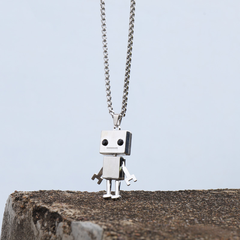 Street hiphop robot necklace men and women disco Hip Hop couple long sweater chain pendant accessories