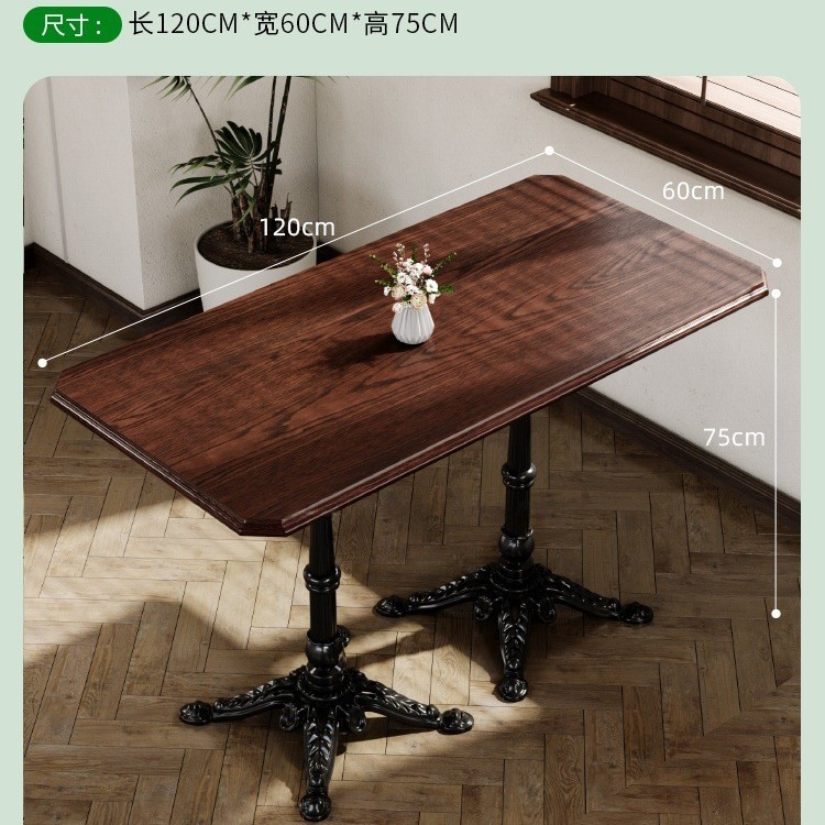 Mesa y silla de cafetería americana retro francesa panadería de comida ligera dulces tienda de azúcar y agua bistrona mesa de madera maciza