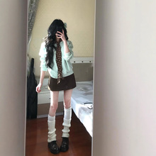 韩系学院风甜美斜肩绿色圆领卫衣女秋冬2025新款oversize宽松上衣