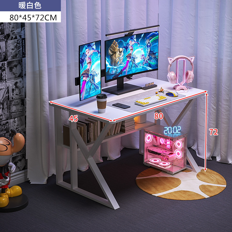 Escritorio para computadora doble Escritorio para estudiantes en el hogar Escritorio de estudio Escritorio de dormitorio de apartamento pequeño Escritorio minimalista Escritorio blanco