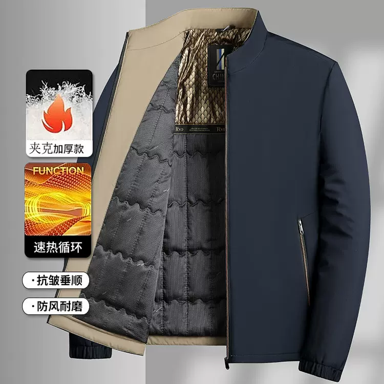 批发男装棉服外套冬季防风保暖夹棉外套中年立领行政商务干部棉服