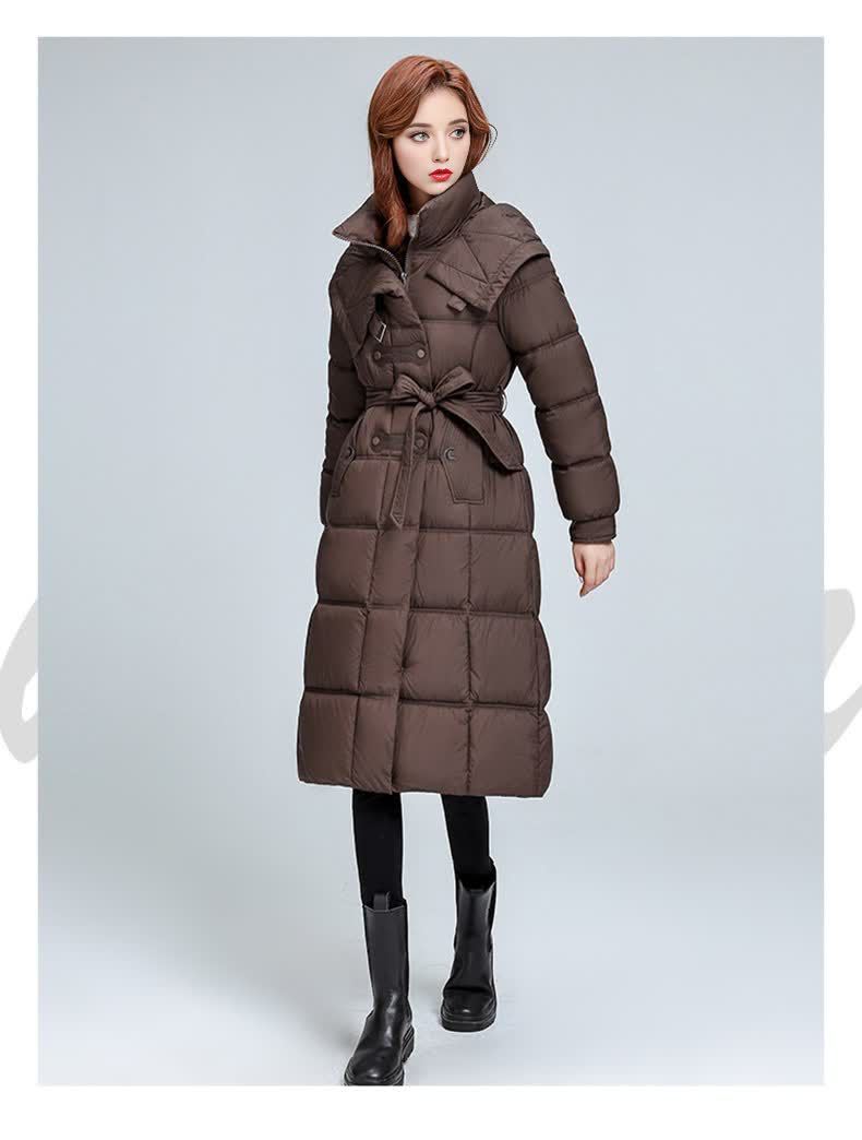 Dames gewatteerde winterjas met capuchon lange puffer jas_voghion.com