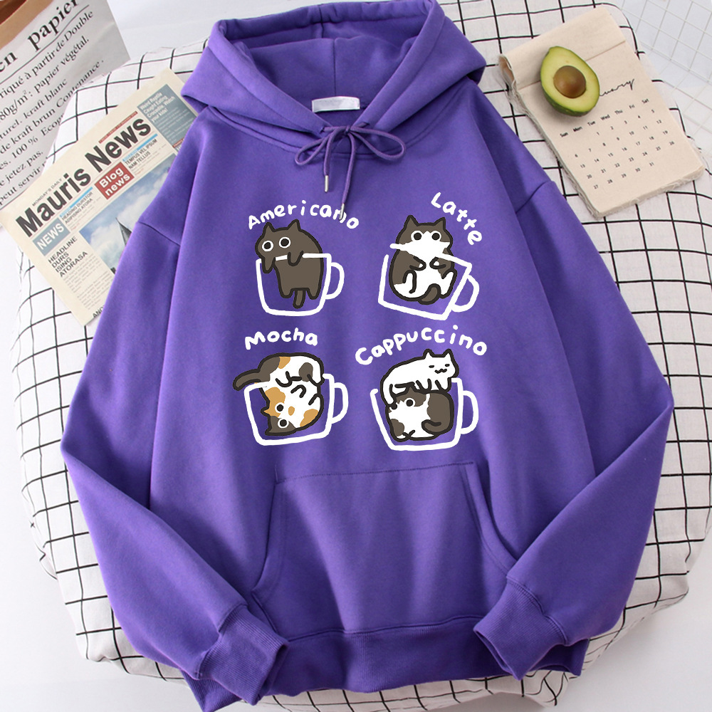 Five Little Cats Playing In The Cup Hoodies Male Set Harajuk