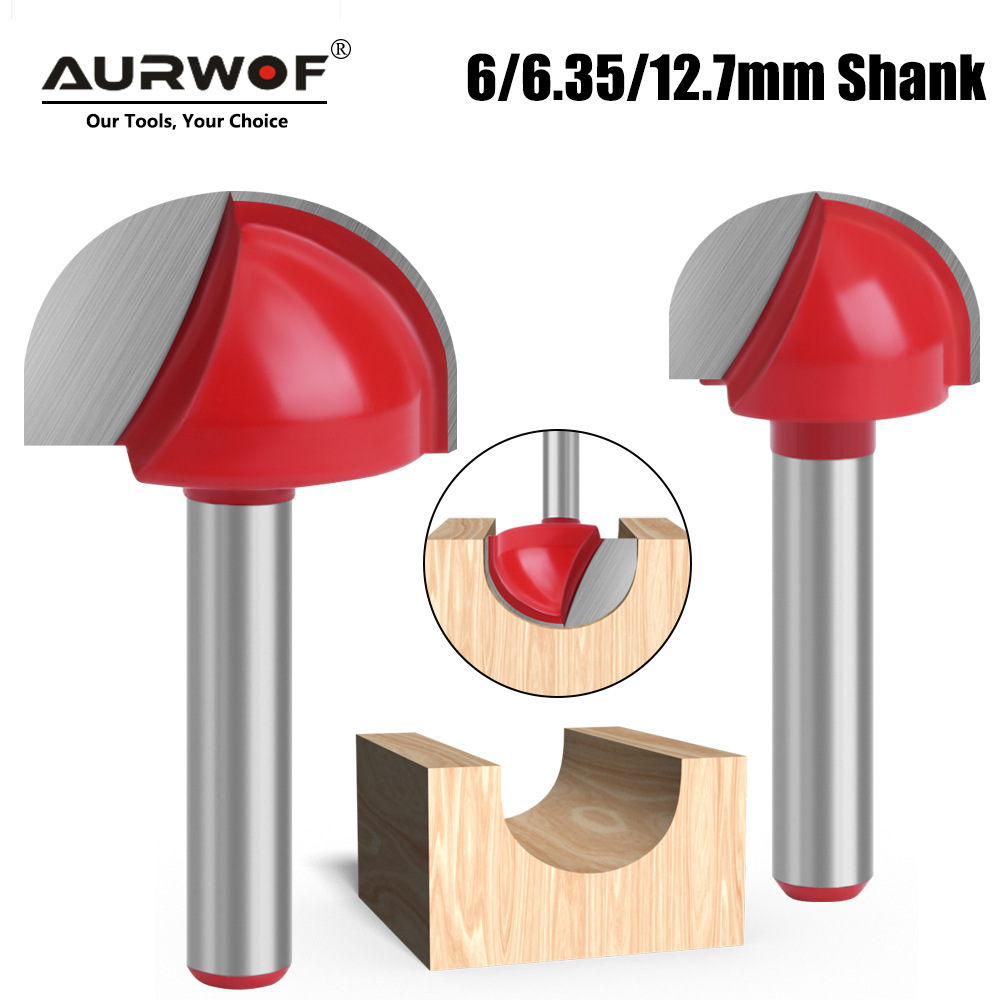 6/6.35/12.7柄圆底刀红色花边刀圆头刀木工半圆浮雕刀工铣刀