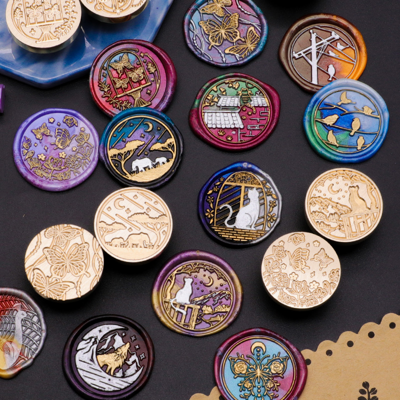 動物系列火漆印章 蝴蝶喵咪 小鳥印章章頭 使用DIY手工手賬 送禮