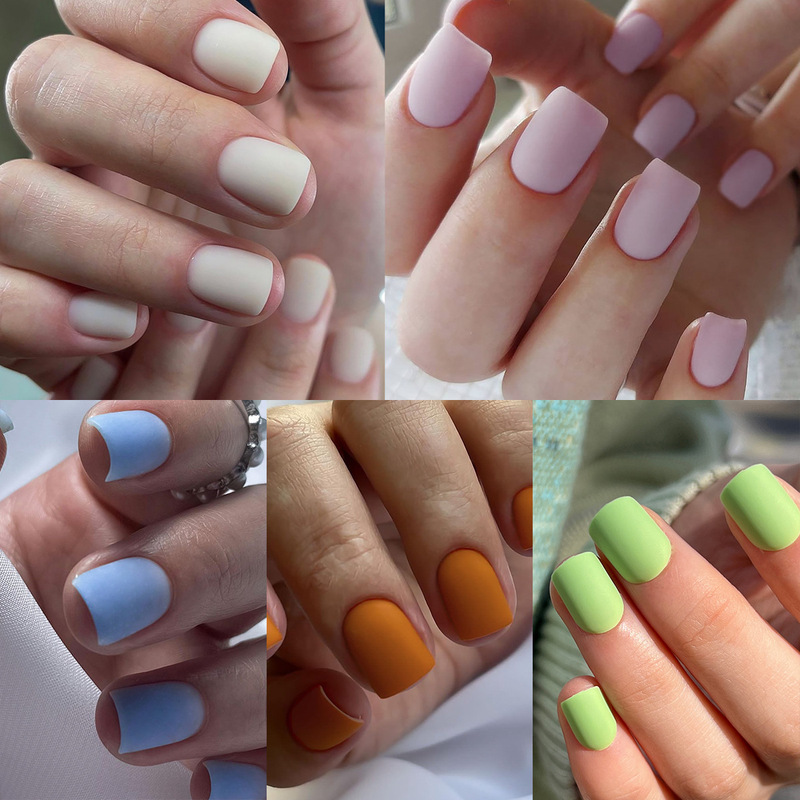 Frosted removable wear nail solid color style nail nail polish square factory straight hair wearable nail patch Frosted removable wear nail solid color style nail nail polish square factory straight hair wearable nail patch