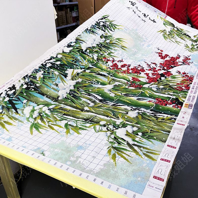 飞雪迎春十字绣成品不带框纯手工出售已绣好2025新款客厅高端花卉