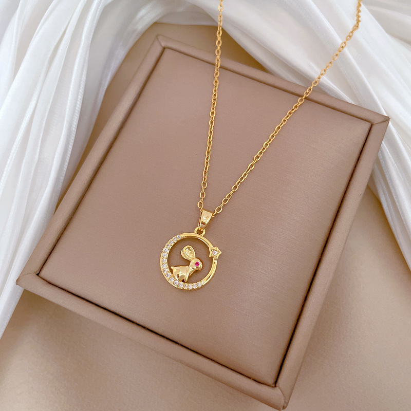 Gorgeous Red-eyed Rabbit Necklace Diamond Collarbone Chain Women_voghion.com