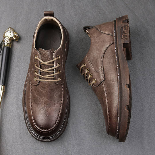 Men's Leather Shoes 2025 Autumn New British Style Korean Version Trendy Men's Business Casual Soft Sole Height-Increasing Shoes